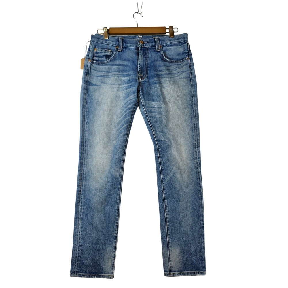 7 For All Mankind The Slimmy Mens Slim Straight Leg Jeans Medium Wash Blue 32x31